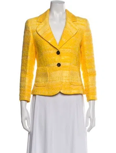Pre-owned Escada Tweed Pattern Blazer In Yellow