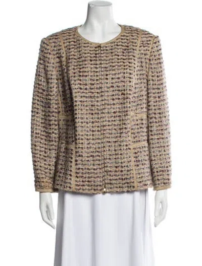 Pre-owned Escada Tweed Pattern Evening Jacket In Neutral