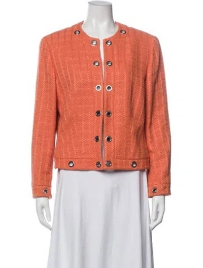 Pre-owned Escada Tweed Pattern Evening Jacket In Orange