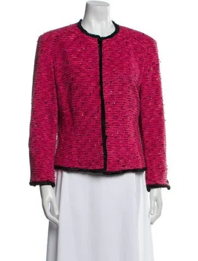 Pre-owned Escada Tweed Pattern Evening Jacket In Pink