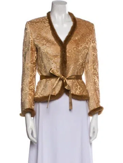 Pre-owned Escada Tweed Pattern Fur Jacket In Neutral