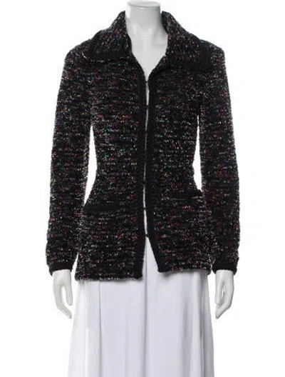 Pre-owned Escada Tweed Pattern Jacket In Black