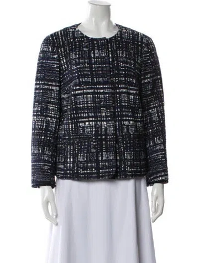 Pre-owned Escada Tweed Pattern Jacket In Blue