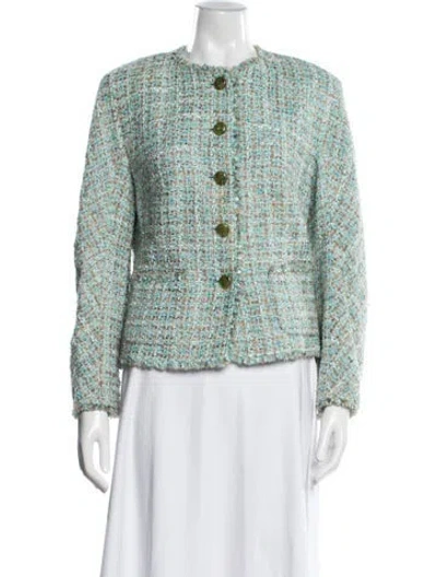 Pre-owned Escada Tweed Pattern Jacket In Blue