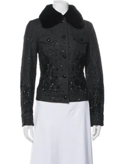 Pre-owned Escada Tweed Pattern Jacket In Blue