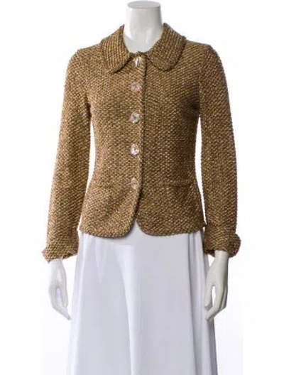 Pre-owned Escada Tweed Pattern Jacket In Gold