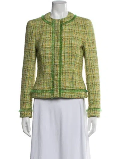 Pre-owned Escada Tweed Pattern Jacket In Green