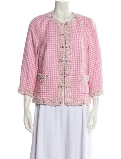 Pre-owned Escada Tweed Pattern Jacket In Pink