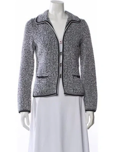 Pre-owned Escada Tweed Pattern Jacket In White