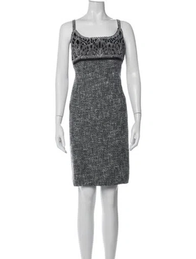 Pre-owned Escada Tweed Pattern Knee-length Dress In Black