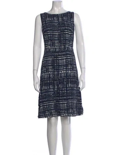 Pre-owned Escada Tweed Pattern Knee-length Dress In Blue