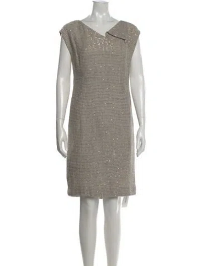 Pre-owned Escada Tweed Pattern Knee-length Dress In Neutral