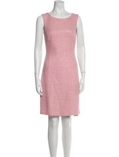 Pre-owned Escada Tweed Pattern Knee-length Dress In Pink