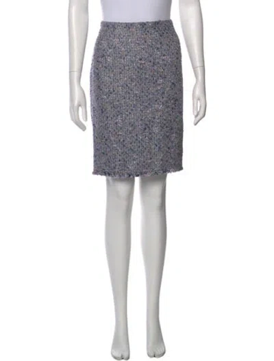 Pre-owned Escada Tweed Pattern Knee-length Skirt In Blue