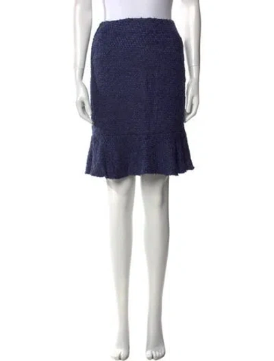 Pre-owned Escada Tweed Pattern Knee-length Skirt In Blue