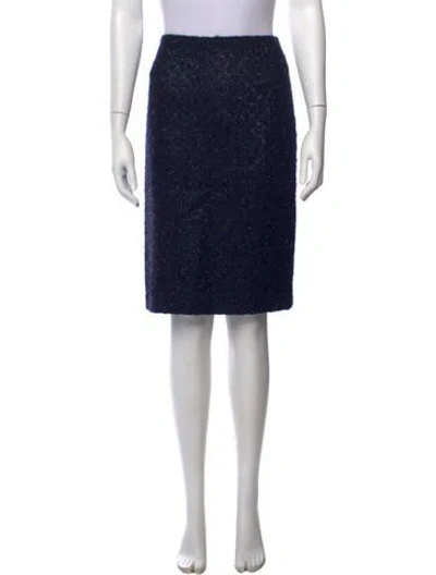 Pre-owned Escada Tweed Pattern Knee-length Skirt In Blue