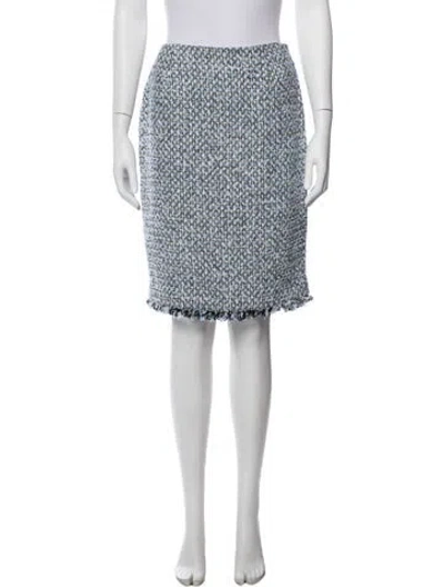 Pre-owned Escada Tweed Pattern Knee-length Skirt In Blue