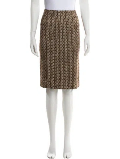 Pre-owned Escada Tweed Pattern Knee-length Skirt In Brown