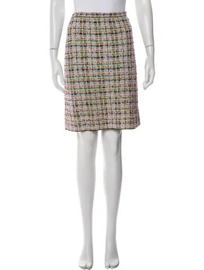 Pre-owned Escada Tweed Pattern Knee-length Skirt In Green