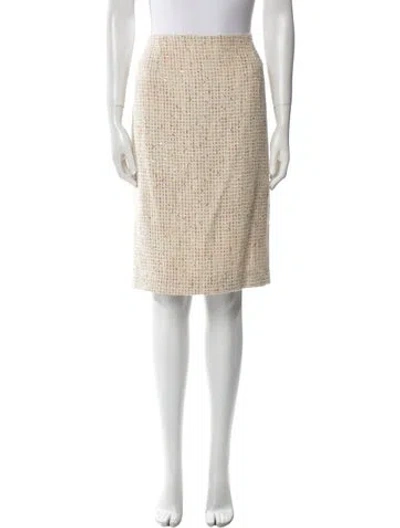 Pre-owned Escada Tweed Pattern Knee-length Skirt In Neutral