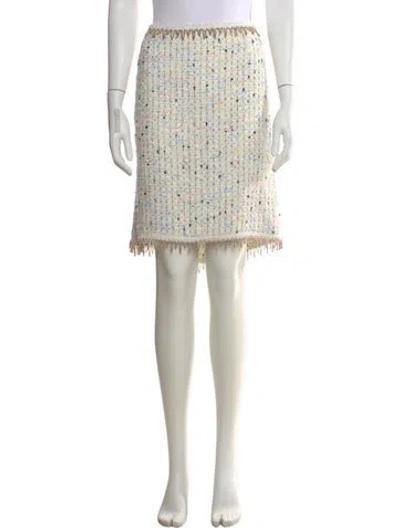 Pre-owned Escada Tweed Pattern Knee-length Skirt In Neutral