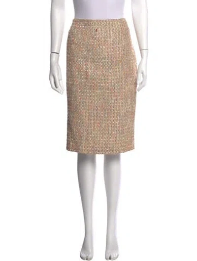 Pre-owned Escada Tweed Pattern Knee-length Skirt In Neutral