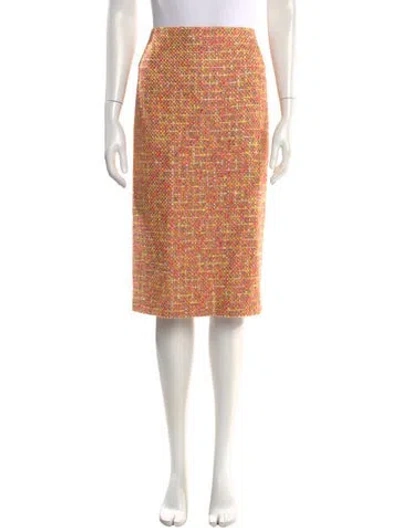 Pre-owned Escada Tweed Pattern Knee-length Skirt In Orange