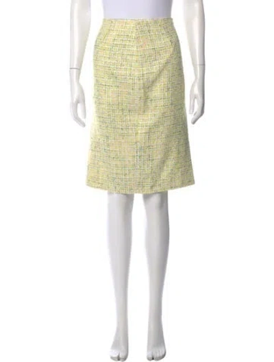 Pre-owned Escada Tweed Pattern Knee-length Skirt In Yellow