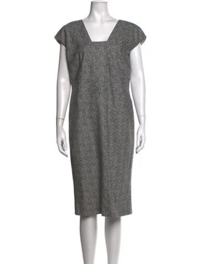Pre-owned Escada Tweed Pattern Midi Length Dress In Black/white