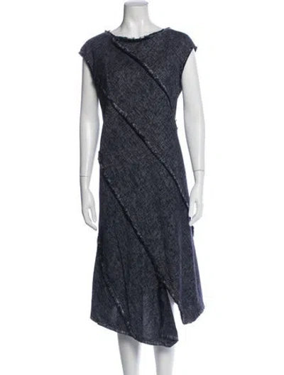 Pre-owned Escada Tweed Pattern Midi Length Dress In Blue
