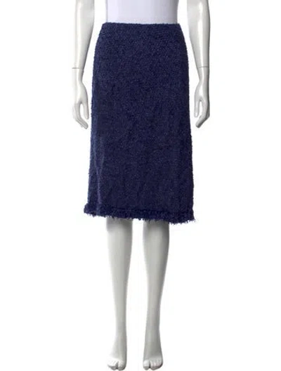 Pre-owned Escada Tweed Pattern Midi Length Skirt In Blue