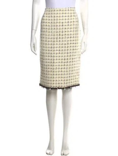 Pre-owned Escada Tweed Pattern Midi Length Skirt In Neutral