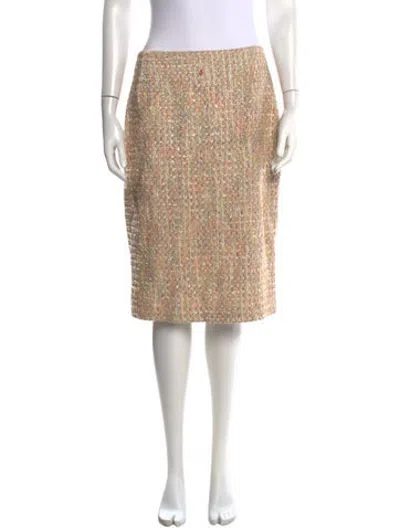 Pre-owned Escada Tweed Pattern Midi Length Skirt In Neutrals