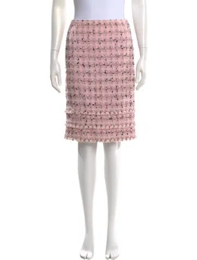 Pre-owned Escada Tweed Pattern Midi Length Skirt In Pink