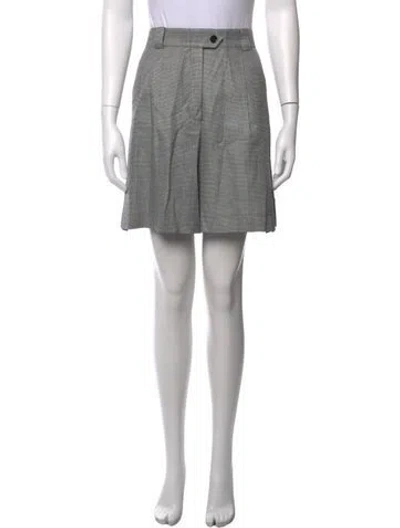 Pre-owned Escada Tweed Pattern Mini Shorts In Metallic/white
