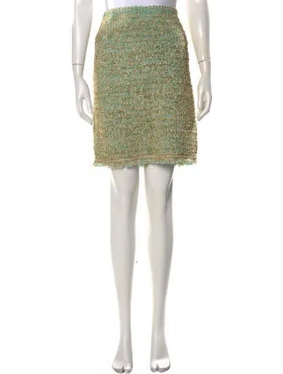 Pre-owned Escada Tweed Pattern Mini Skirt In Green