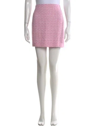 Pre-owned Escada Tweed Pattern Mini Skirt In Pink