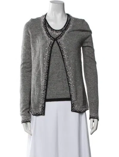 Pre-owned Escada Tweed Pattern Scoop Neck Sweater In Grey
