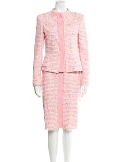 Pre-owned Escada Tweed Pattern Skirt Set W/ Tags In Pink