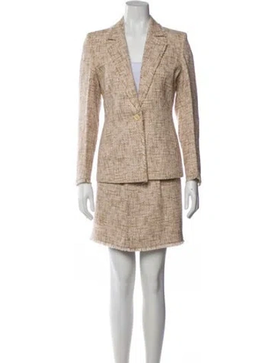 Pre-owned Escada Tweed Pattern Skirt Suit In Neutral