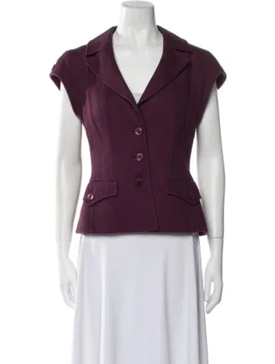 Pre-owned Escada Tweed Pattern Vest In Burgundy