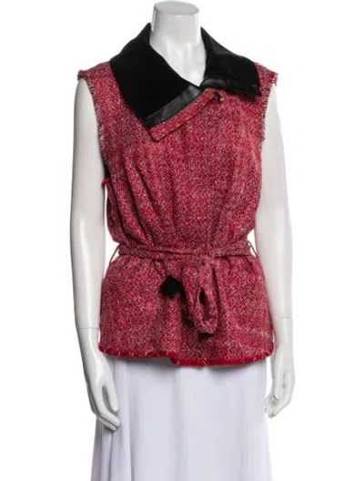 Pre-owned Escada Tweed Pattern Vest In Red
