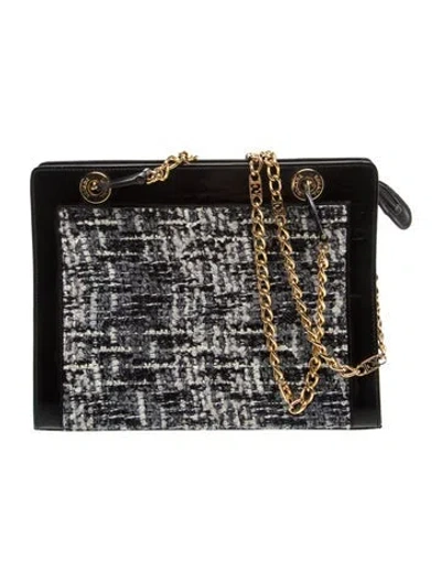 Pre-owned Escada Tweed Shoulder Bag In Black