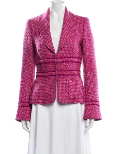 Pre-owned Escada Tweed Tweed Pattern Blazer In Pink