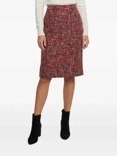 Pre-owned Escada Tweed-effect Pencil Midi Skirt In Pink
