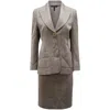 Escada Two Piece Plaid Suit And Skirt In Multicolor Wool In Multi