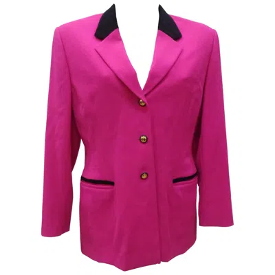 Pre-owned Escada Vintage 1980s Fucsia Wool Jacket Unisex Silk Lined Germany Made In Red