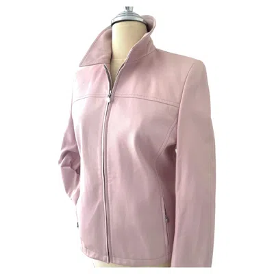 Pre-owned Escada Vintage 1990s Light Pink Leather Women's Short Jacket, France