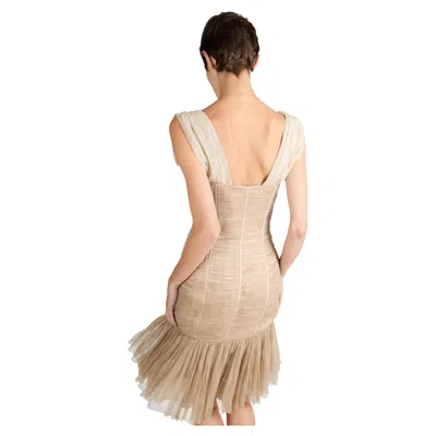 Pre-owned Escada Vintage 2000's  Champagne Silk Crepe Dress In Beige