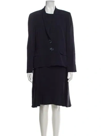 Pre-owned Escada Vintage Crystal Embellishments Dress Set In Blue